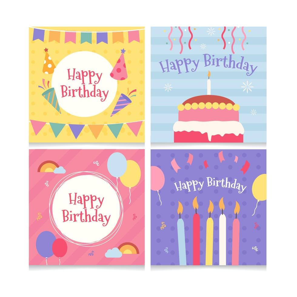 Set of birthday card collection vector