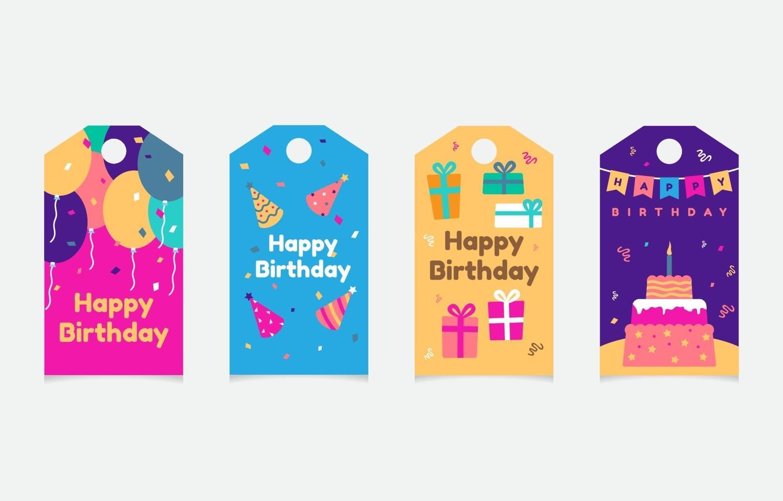 set of birthday tag collection vector