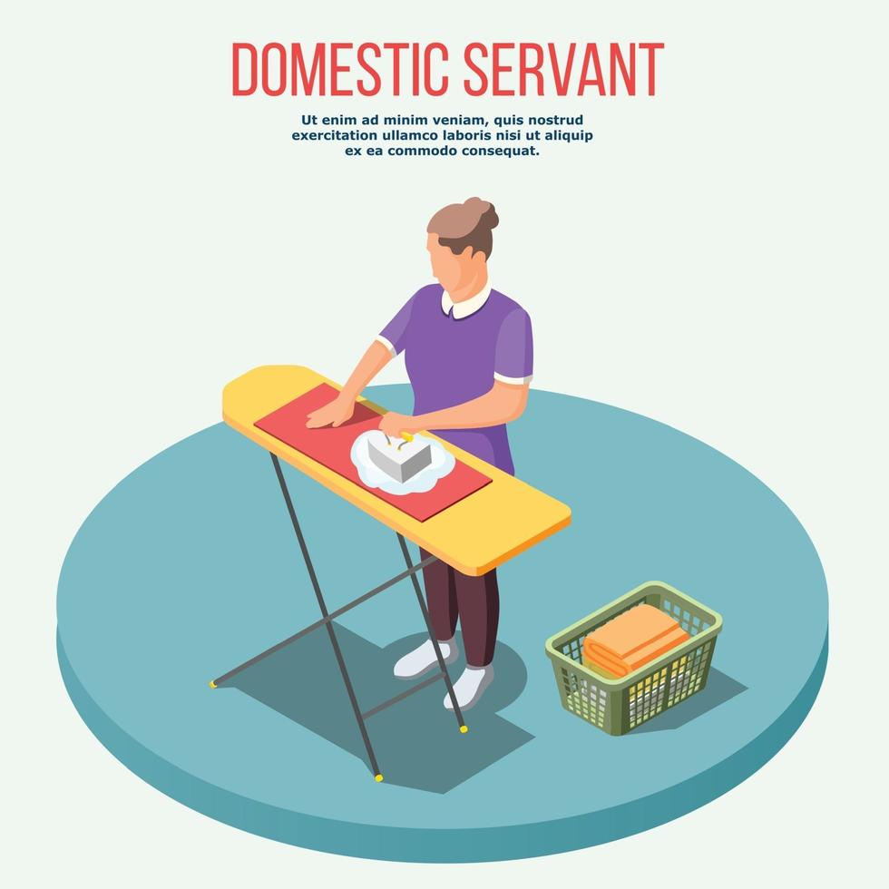 Housemaid Isometric Composition Vector Illustration