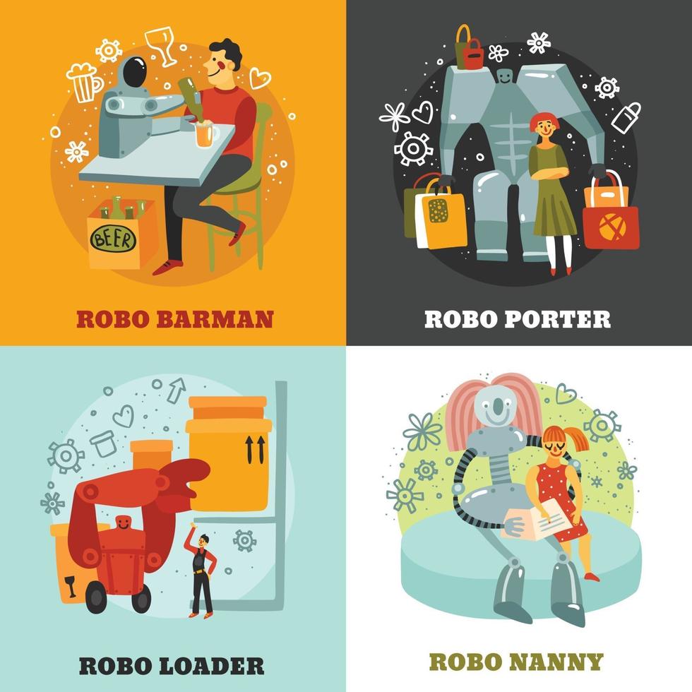 Robots Design Concept Vector Illustration