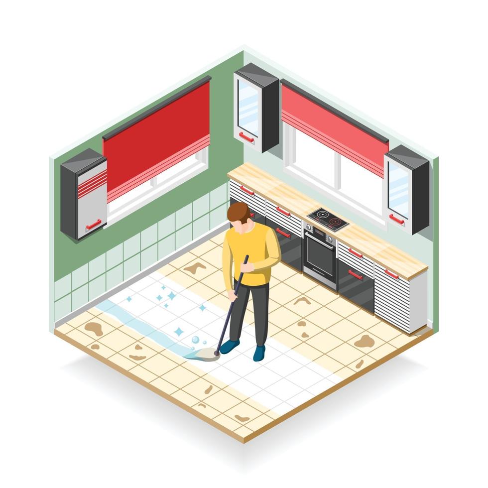 Home Cleaner Isometric Composition Vector Illustration