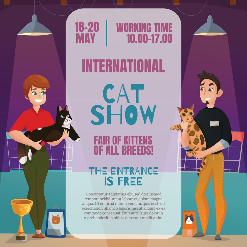 Ilustración de vector de cartel de anuncio de show de gatos