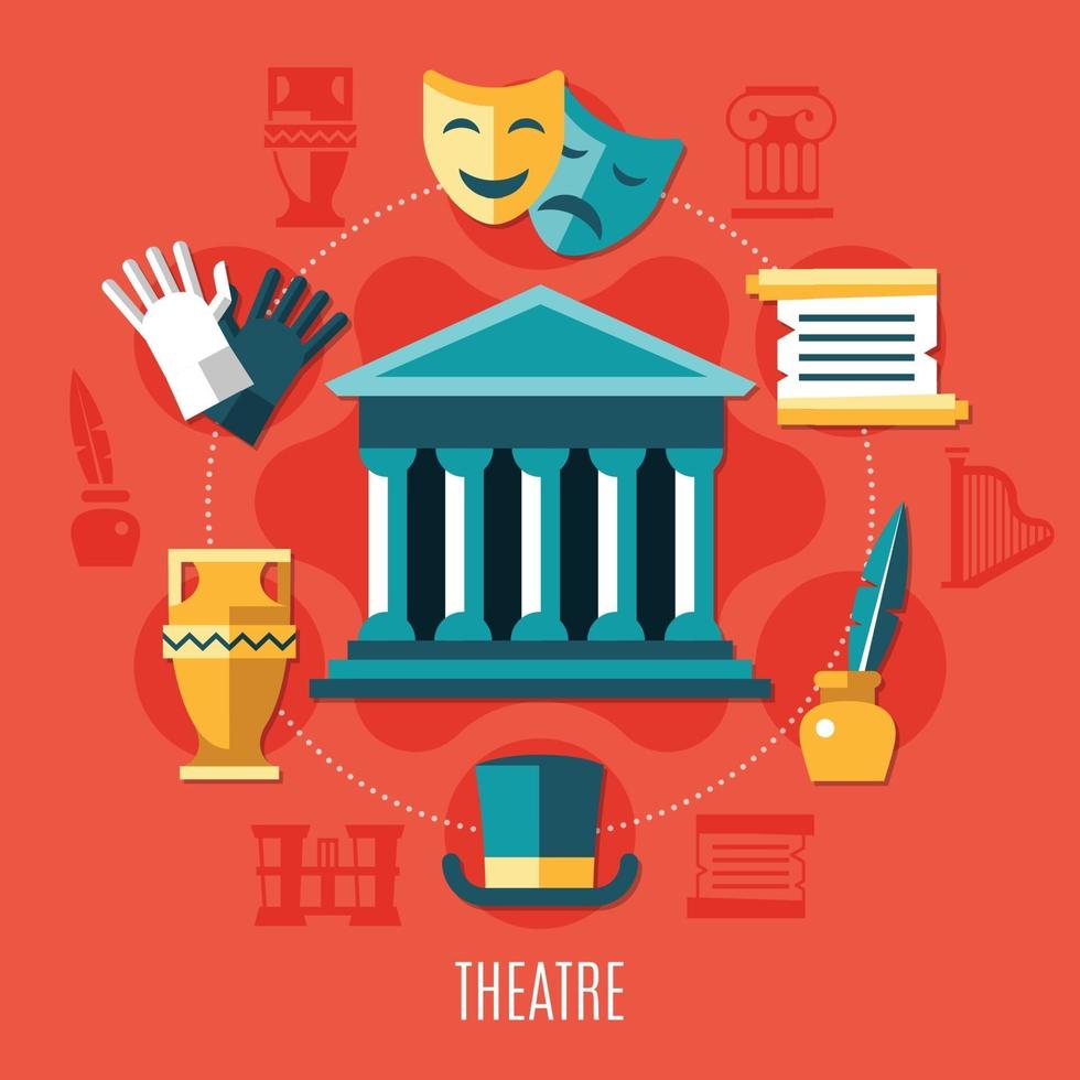 Theatre Colored Composition Vector Illustration