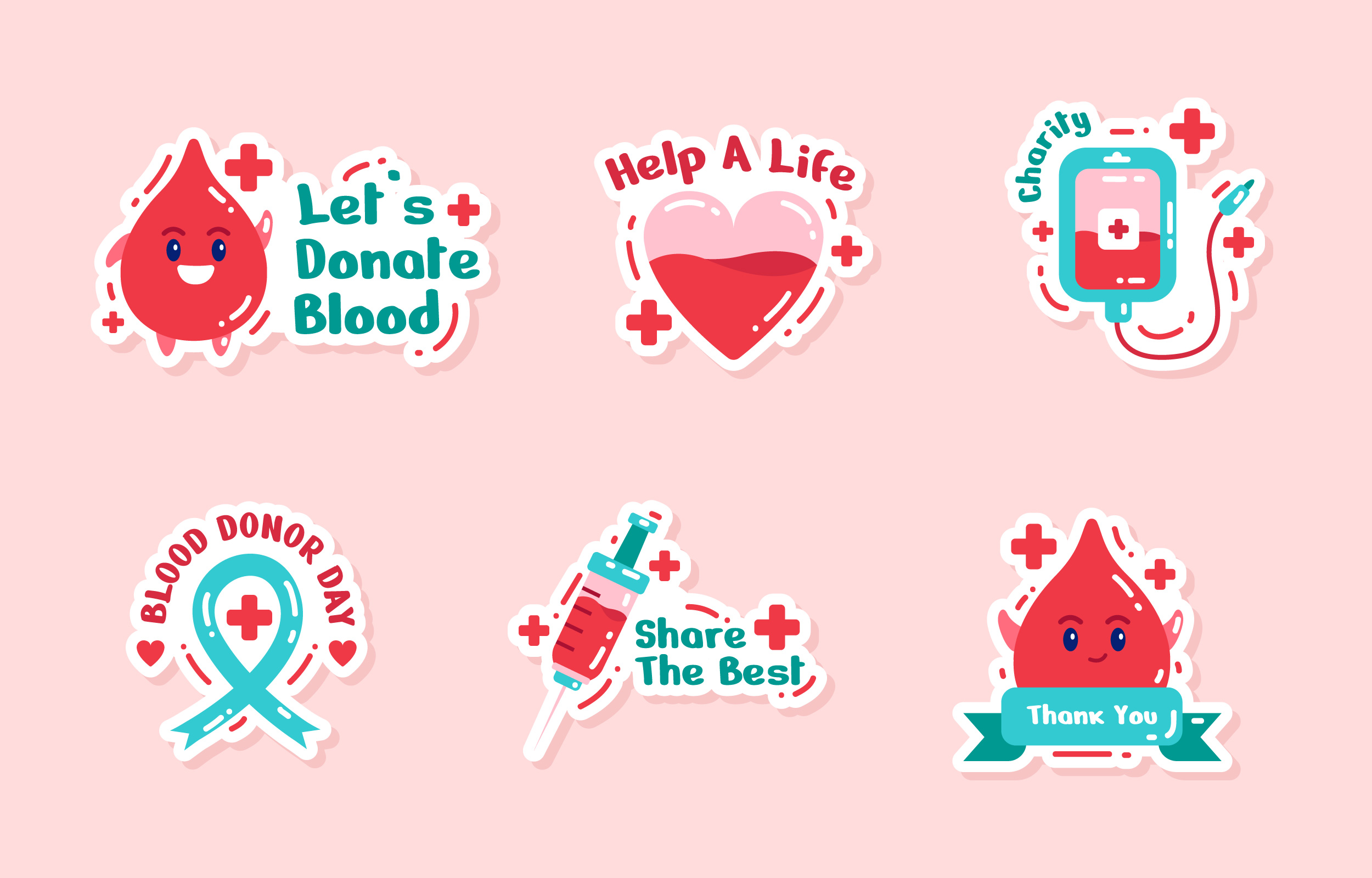 Cute World Blood Donor Day Sticker Set 2375136 Vector Art at Vecteezy