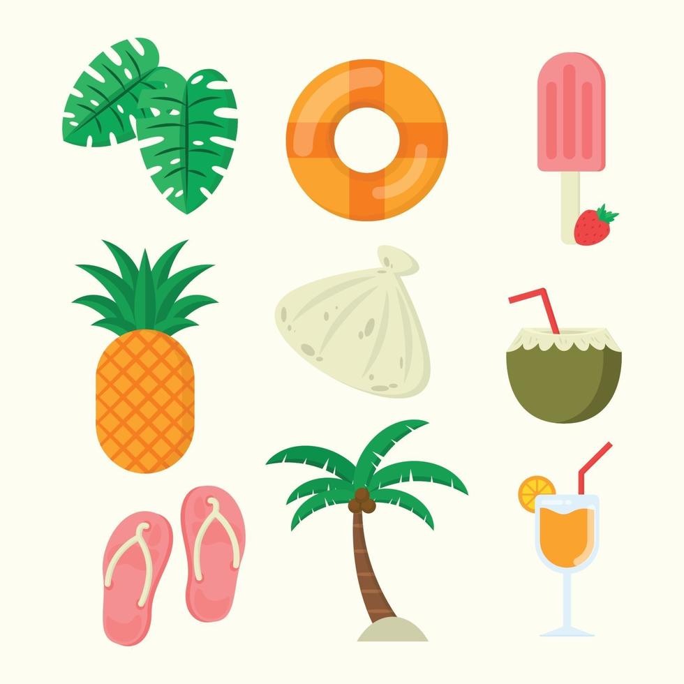 Summer Icon Set Flat Design vector