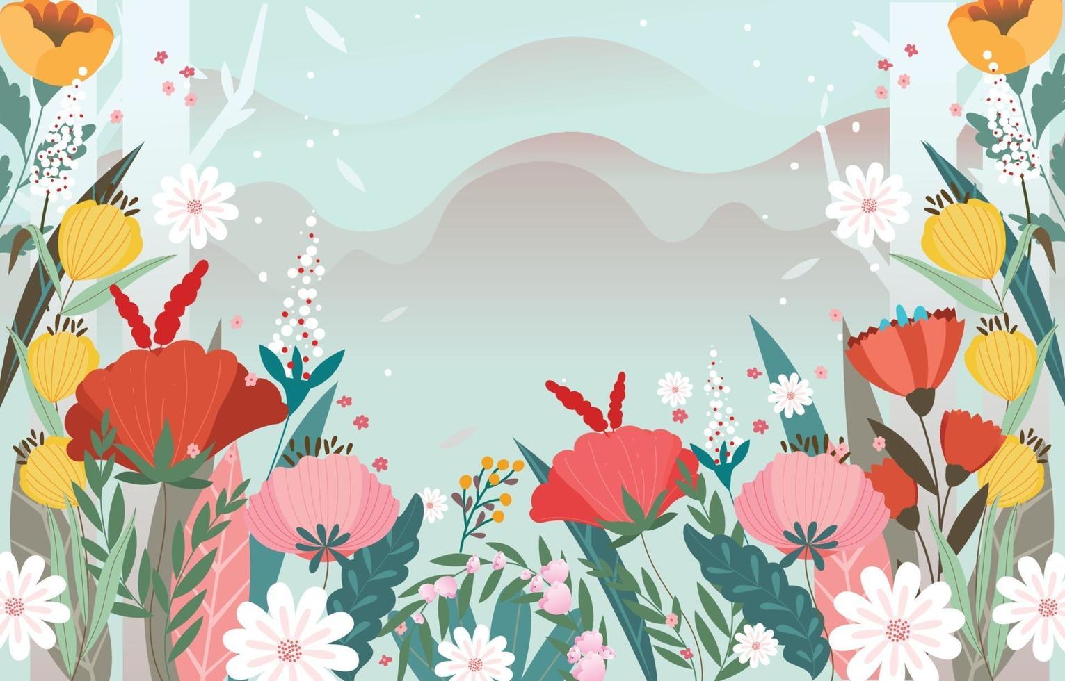 Beautiful Flowers Background with Blue Color vector