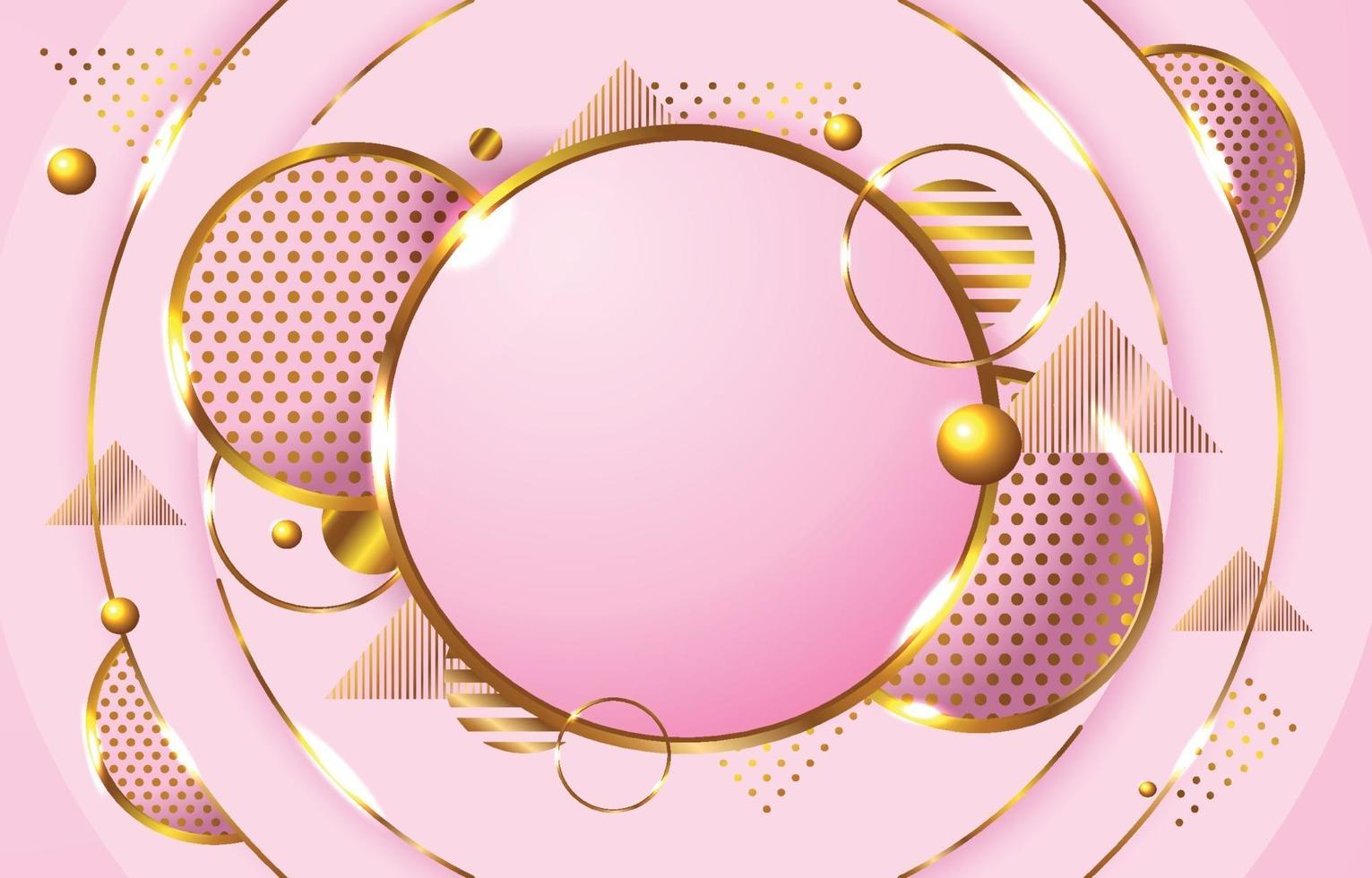 fondo rosa de lujo con círculo dorado vector