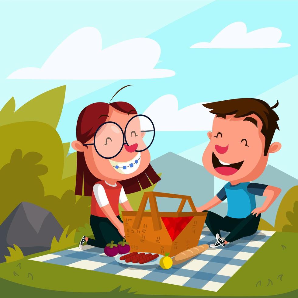 Picnic Basket Outdoor Activity Illustration vector