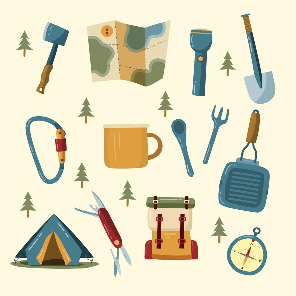 colección de conjunto de iconos de camping vector