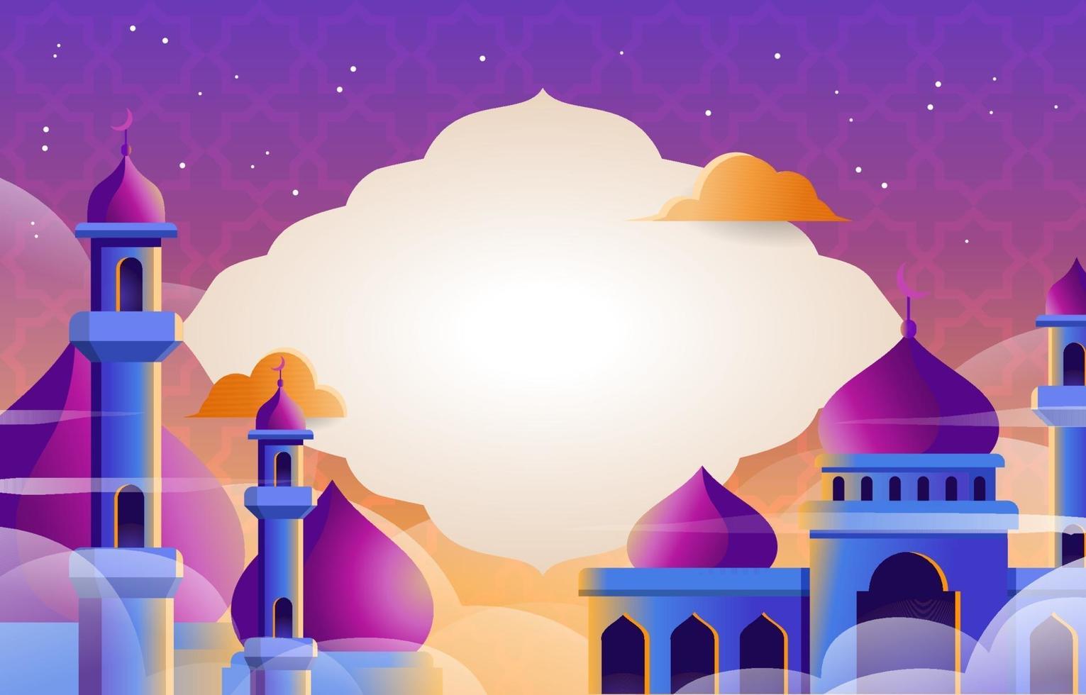 fondo moderno de la mezquita al atardecer vector