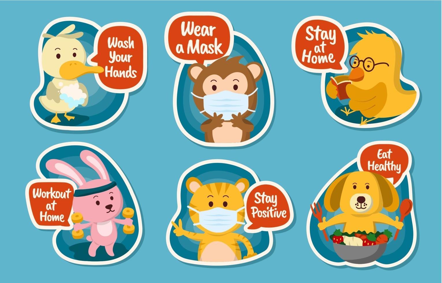 Fun Animal Stickers for New Normal Children vector