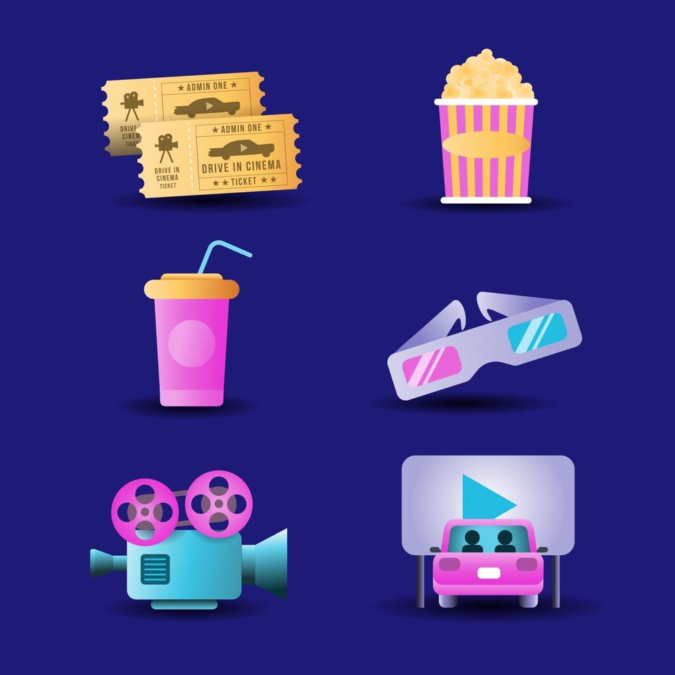 drive in cinema icon pack vector