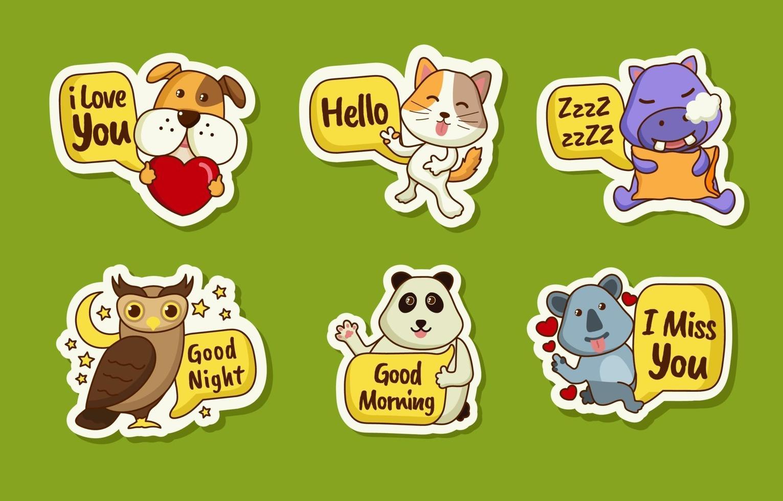 Animal Greeting Sticker Collection vector