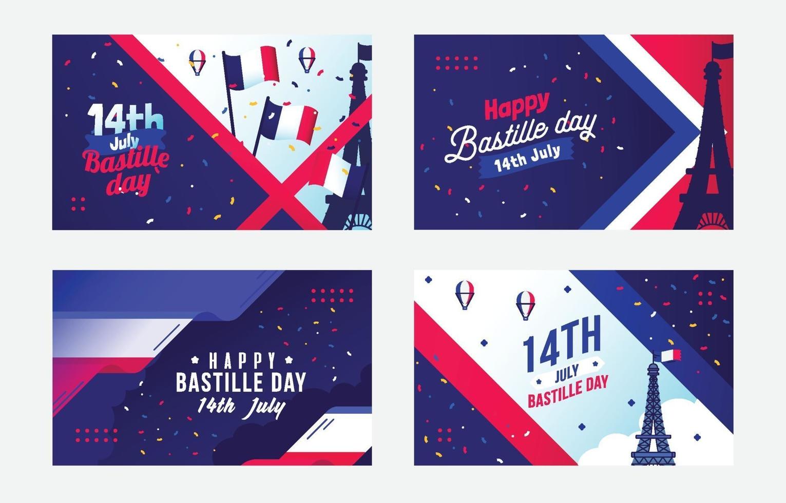 Bastille day card design vector