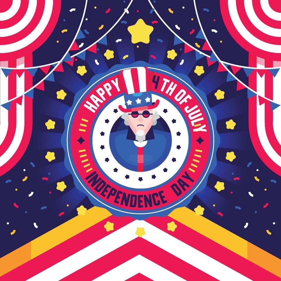 4th July Independence day flat illustrations vector