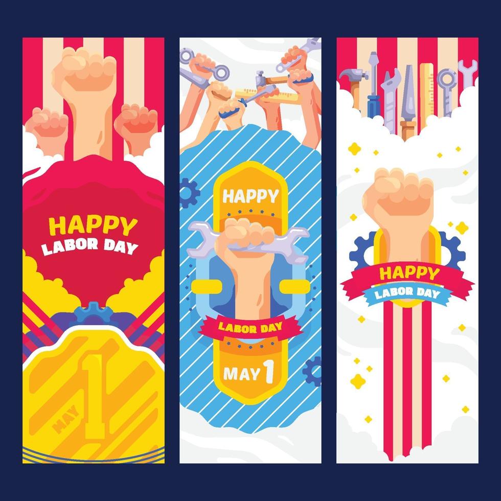 Happy labor day flat illustrations vector