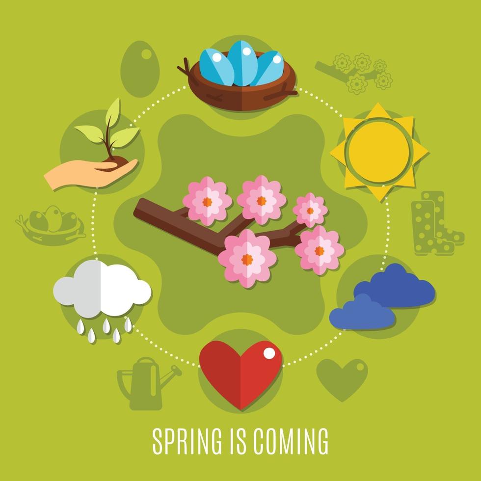 Flat Spring Easter Concept Vector Illustration