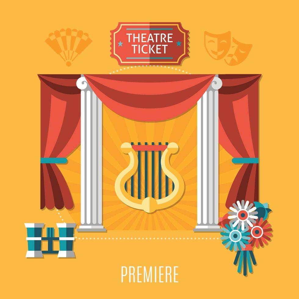 Orange Theatre Composition Vector Illustration