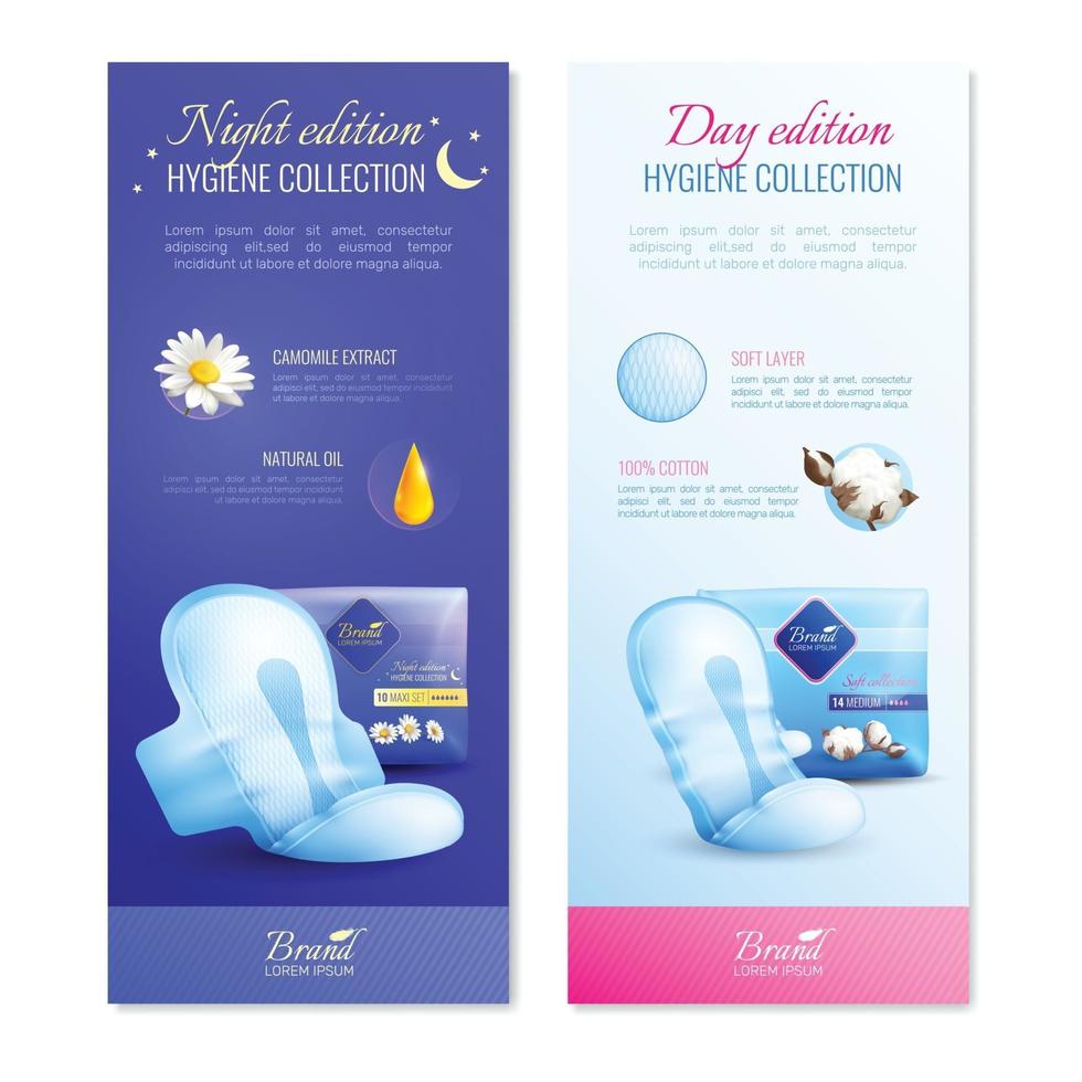 Feminine Hygiene Vertical Banners Set Vector Illustration