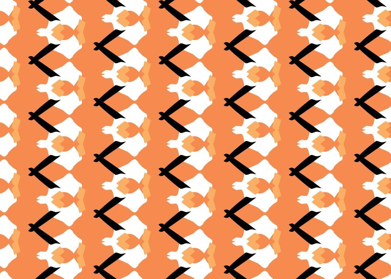 Vector texture background, seamless pattern. Hand drawn, orange, black, white colors.