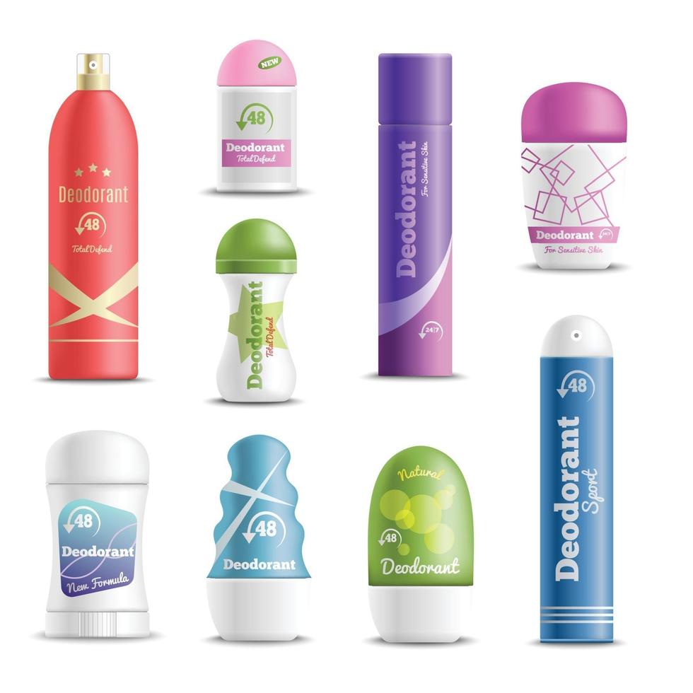 Deodorant Spray Sticks Realistic Set Vector Illustration