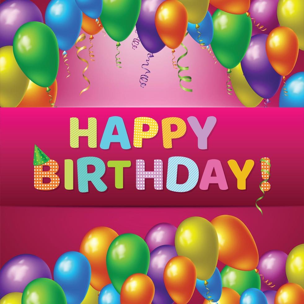 Happy Birthday Realistic Background Vector Illustration