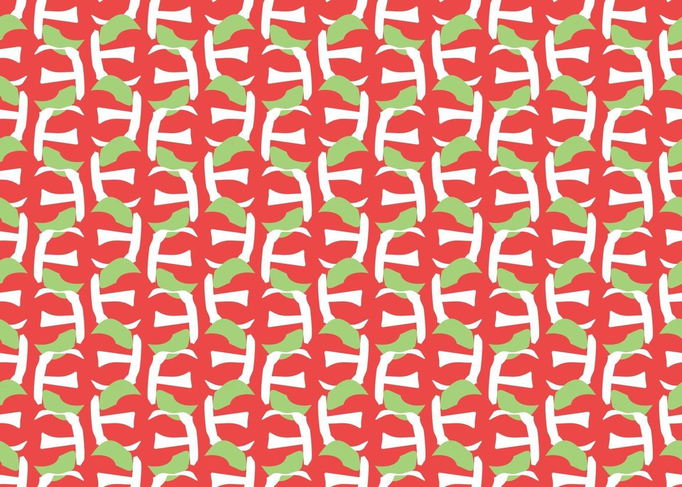 Vector texture background, seamless pattern. Hand drawn, red, green, white colors.