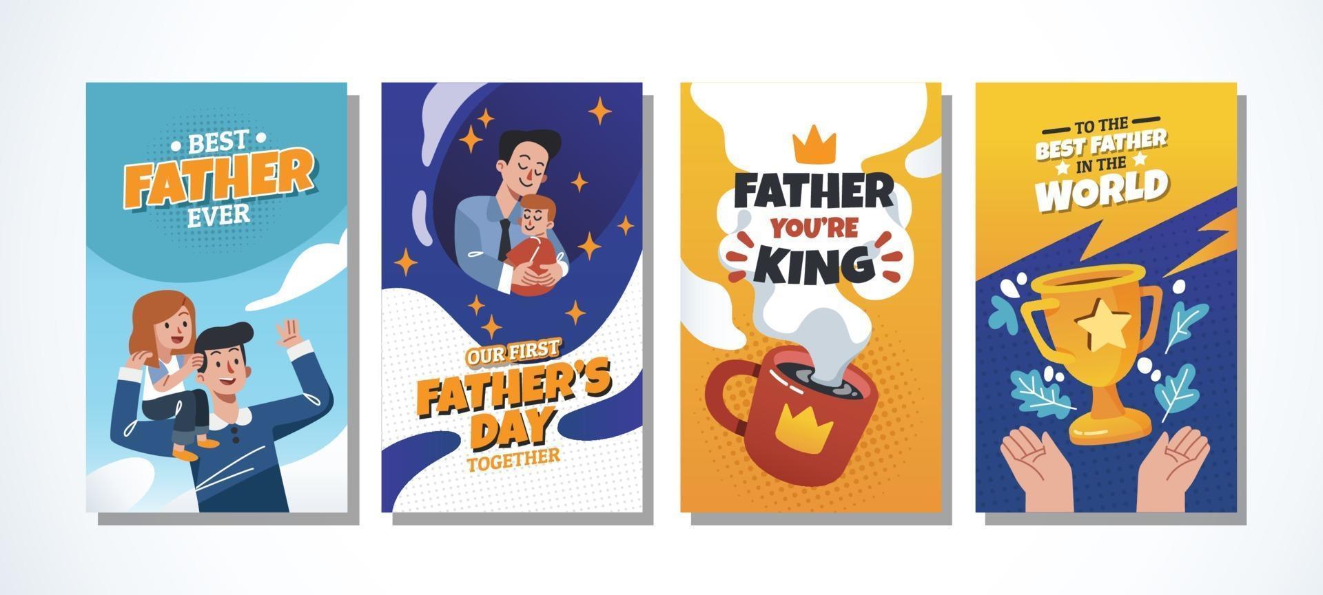 Father day greeting card set vector