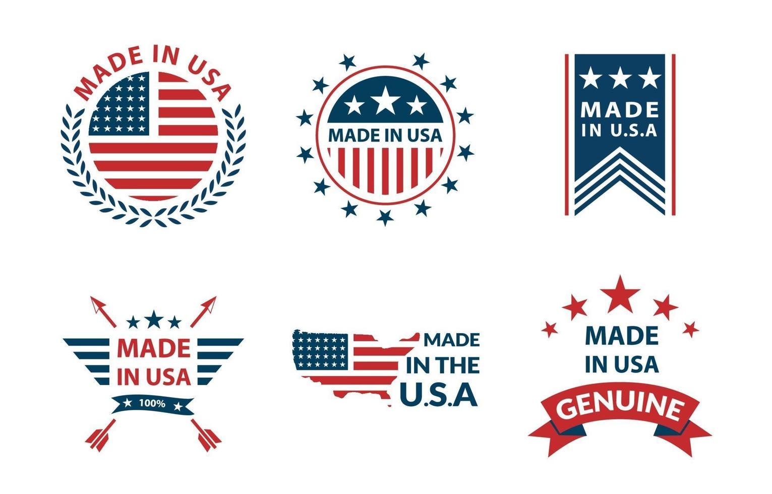 hecho en el concepto de conjunto de logotipo de Estados Unidos vector