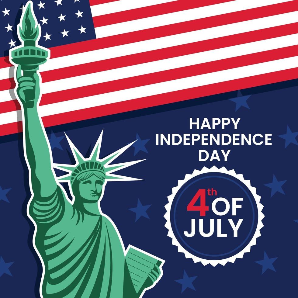4th July Day With Liberty Statue vector