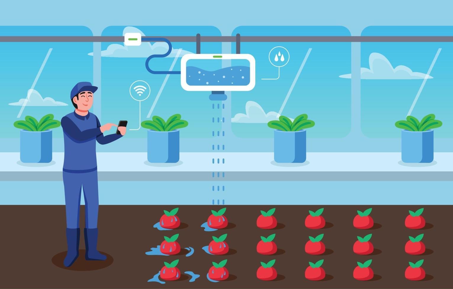 Smart Integrated Garden And Farming Technology vector