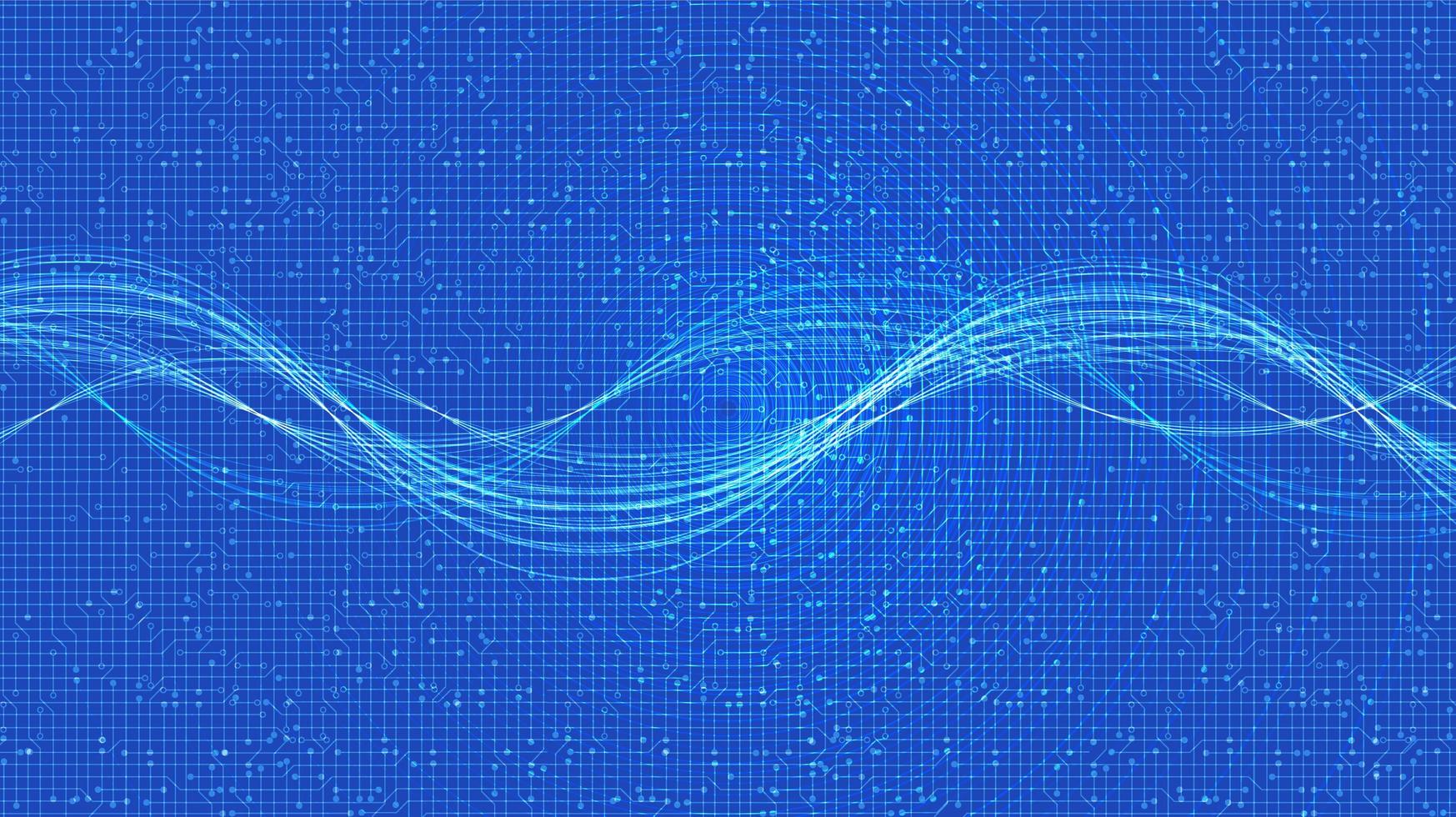 Electronic Sound wave with digital circle  Background vector