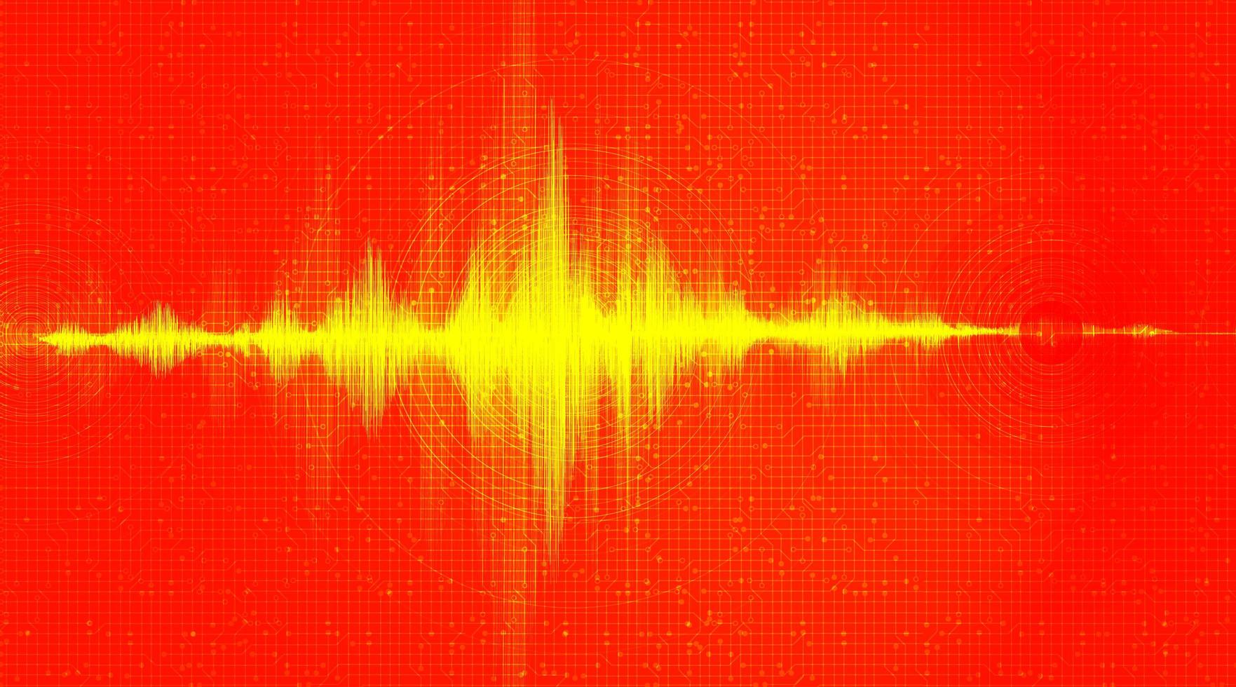 Onda de terremoto digital sobre fondo naranja vector