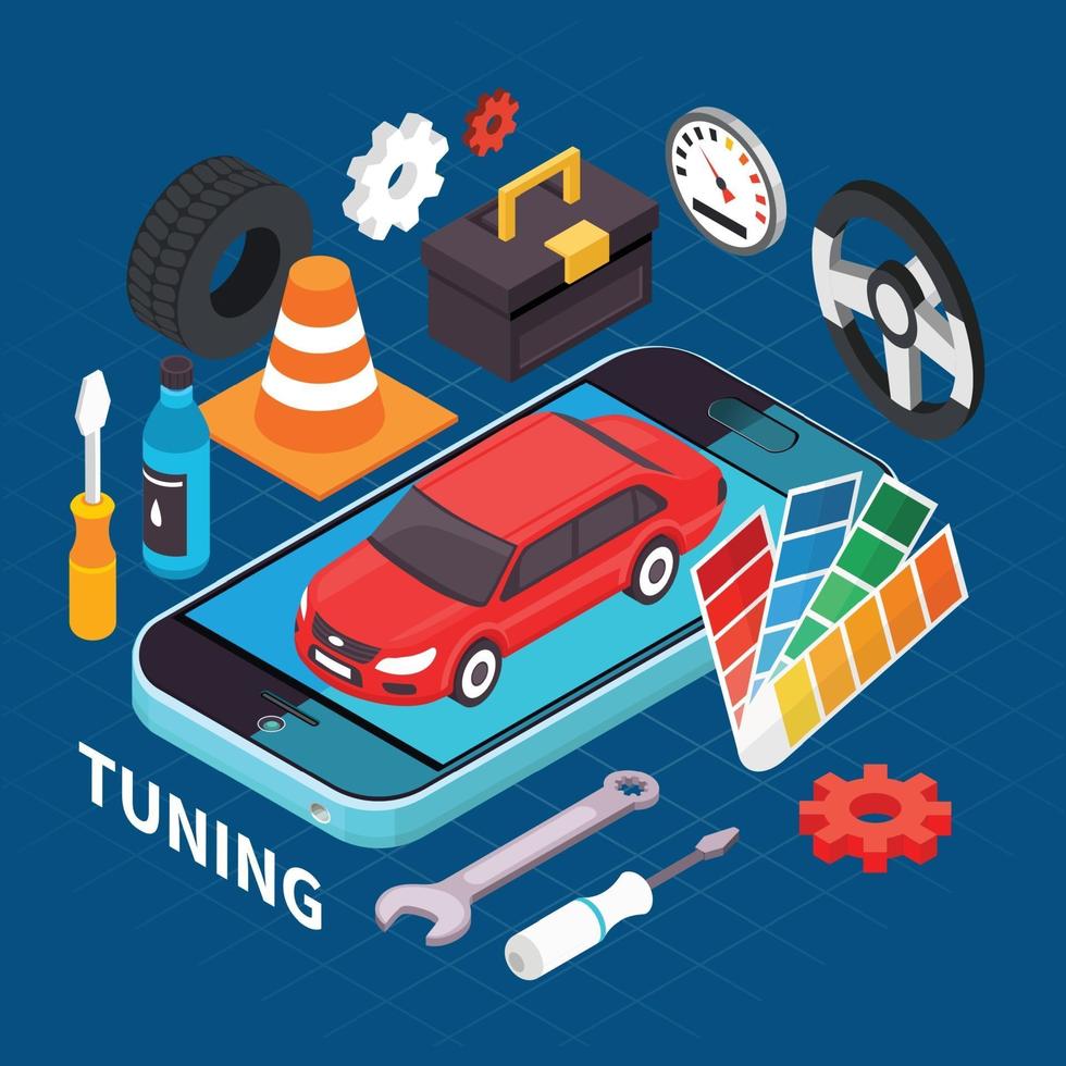 Auto Service And Tuning Illustration Vector Illustration