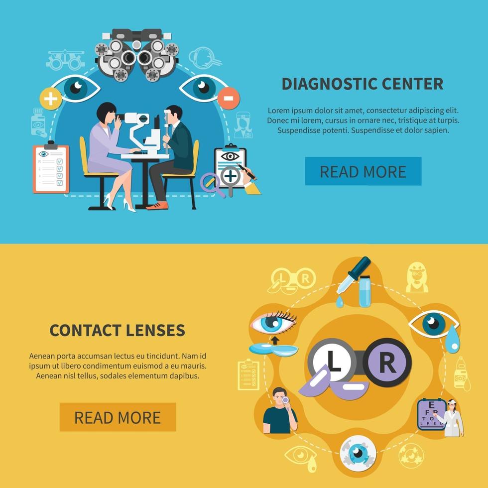 Oculist Eye Care Banners Vector Illustration