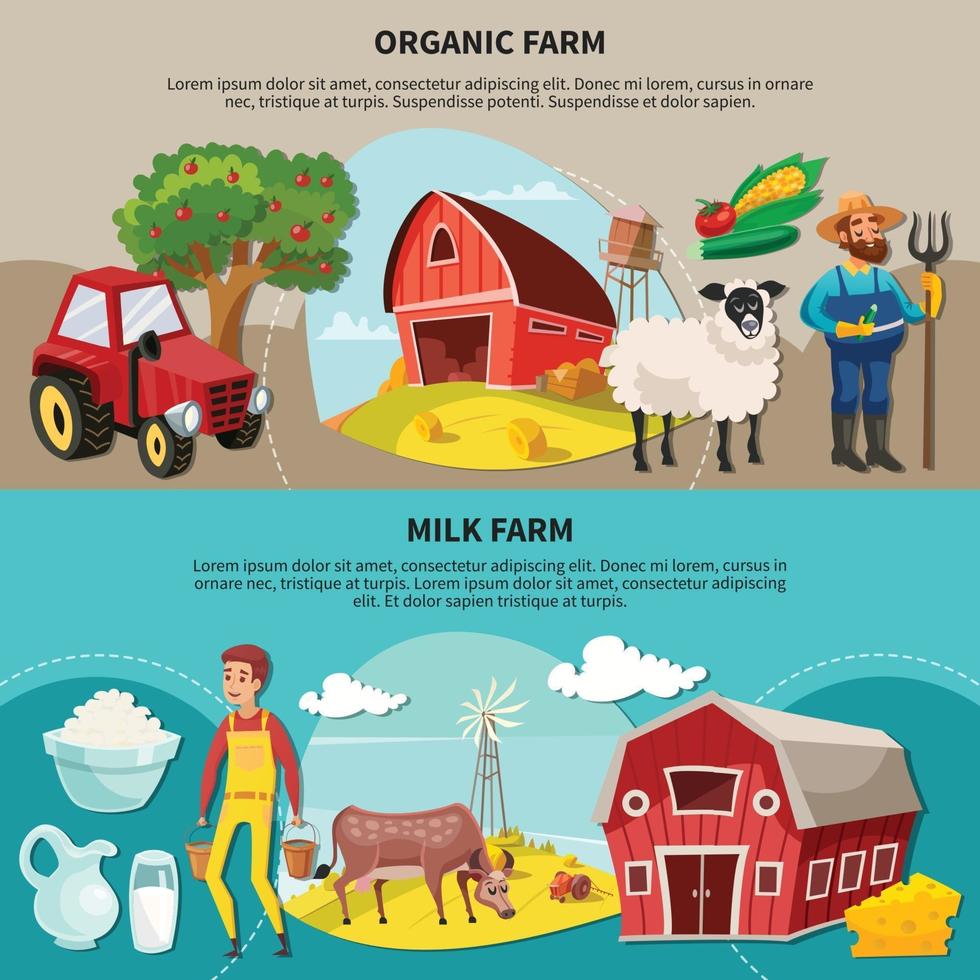 Farm Cartoon Composition Set Vector Illustration