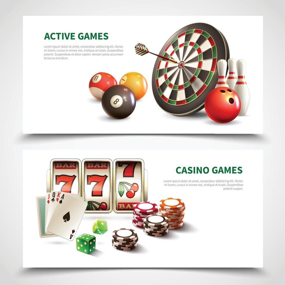 Games Realistic Banner Set Vector Illustration