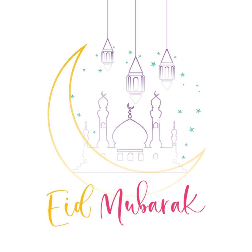 Elegant Design of Ramadan Kareem with Hanging Fanoos Lantern and Mosque Background Pro Vector