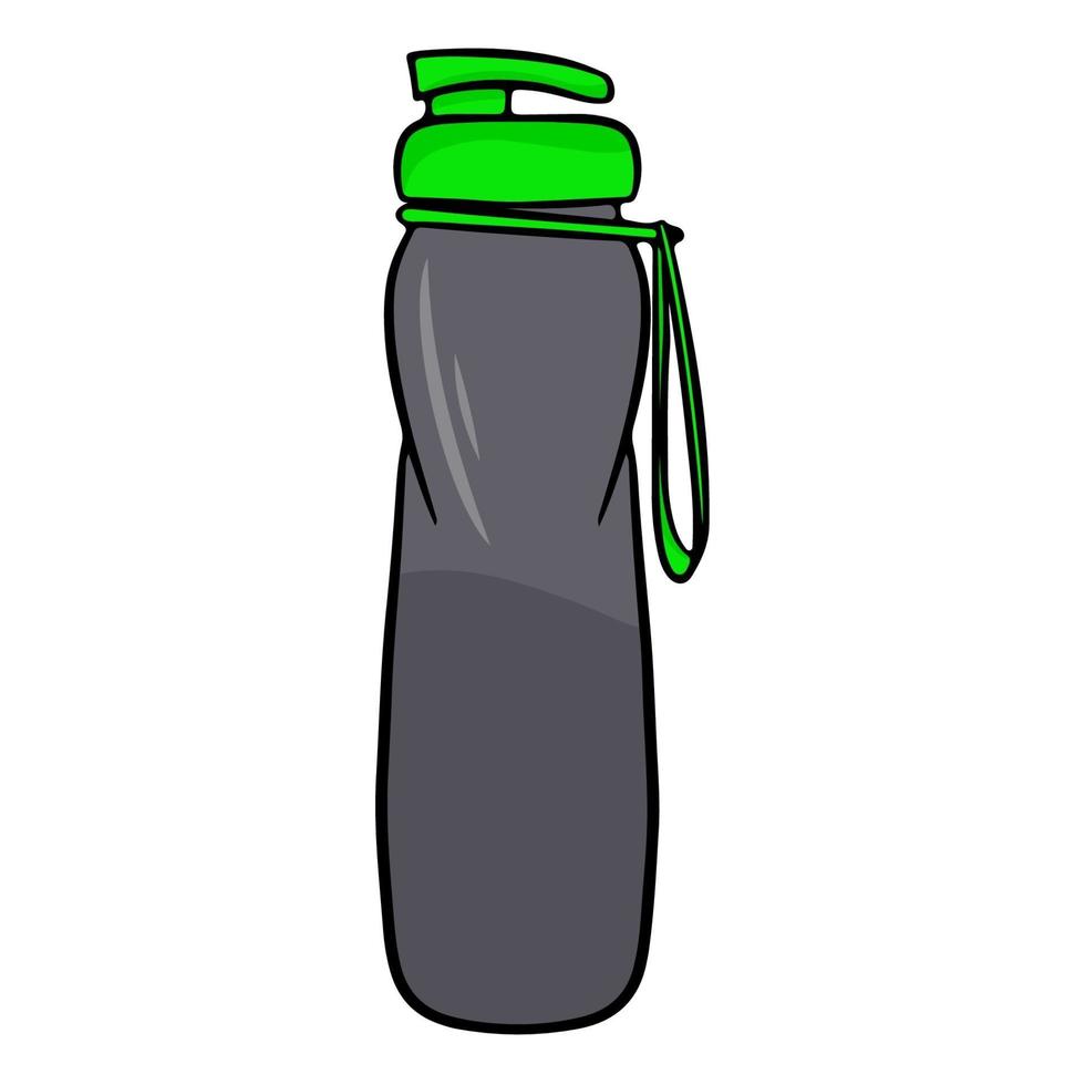 Green fitness water bottle. Vector illustration isolated on a white background.