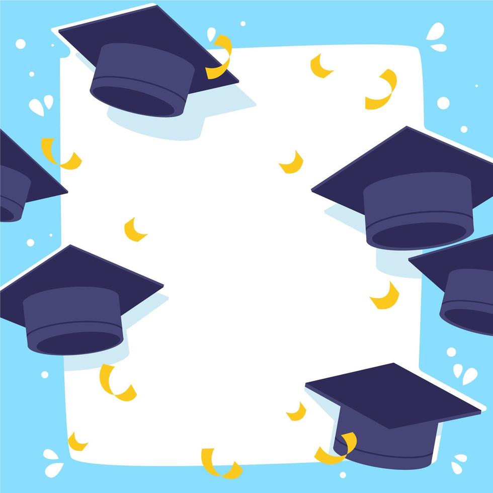 Graduation Hat Background With Yellow Confetti vector