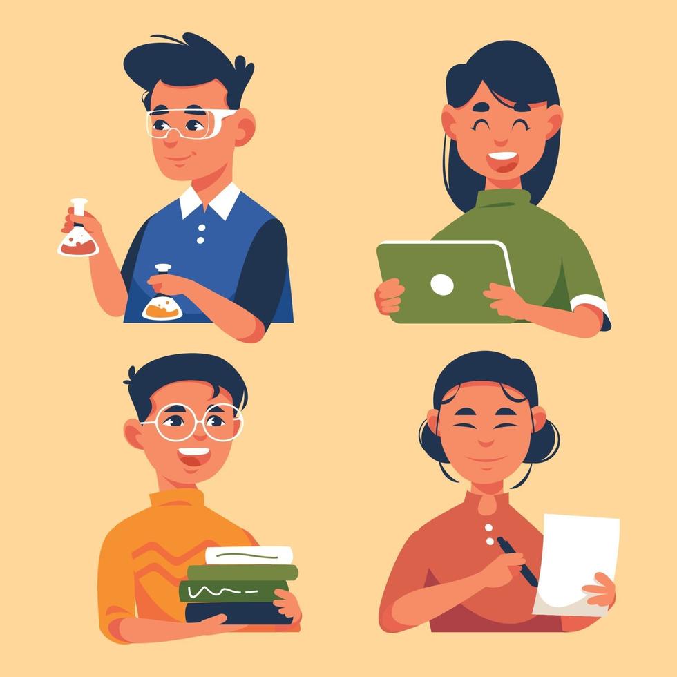 Collection Of Student Doing School Activity vector