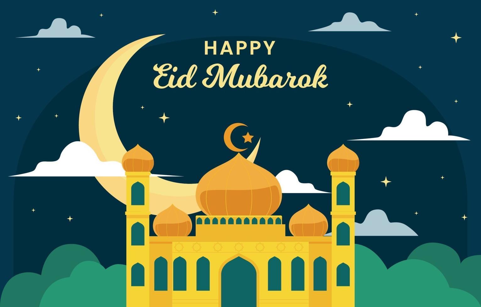 Eid Mubarok Mosque Background vector