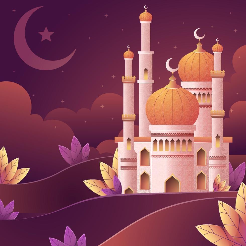 Beautiful Mosque In Gradient Color Concept vector