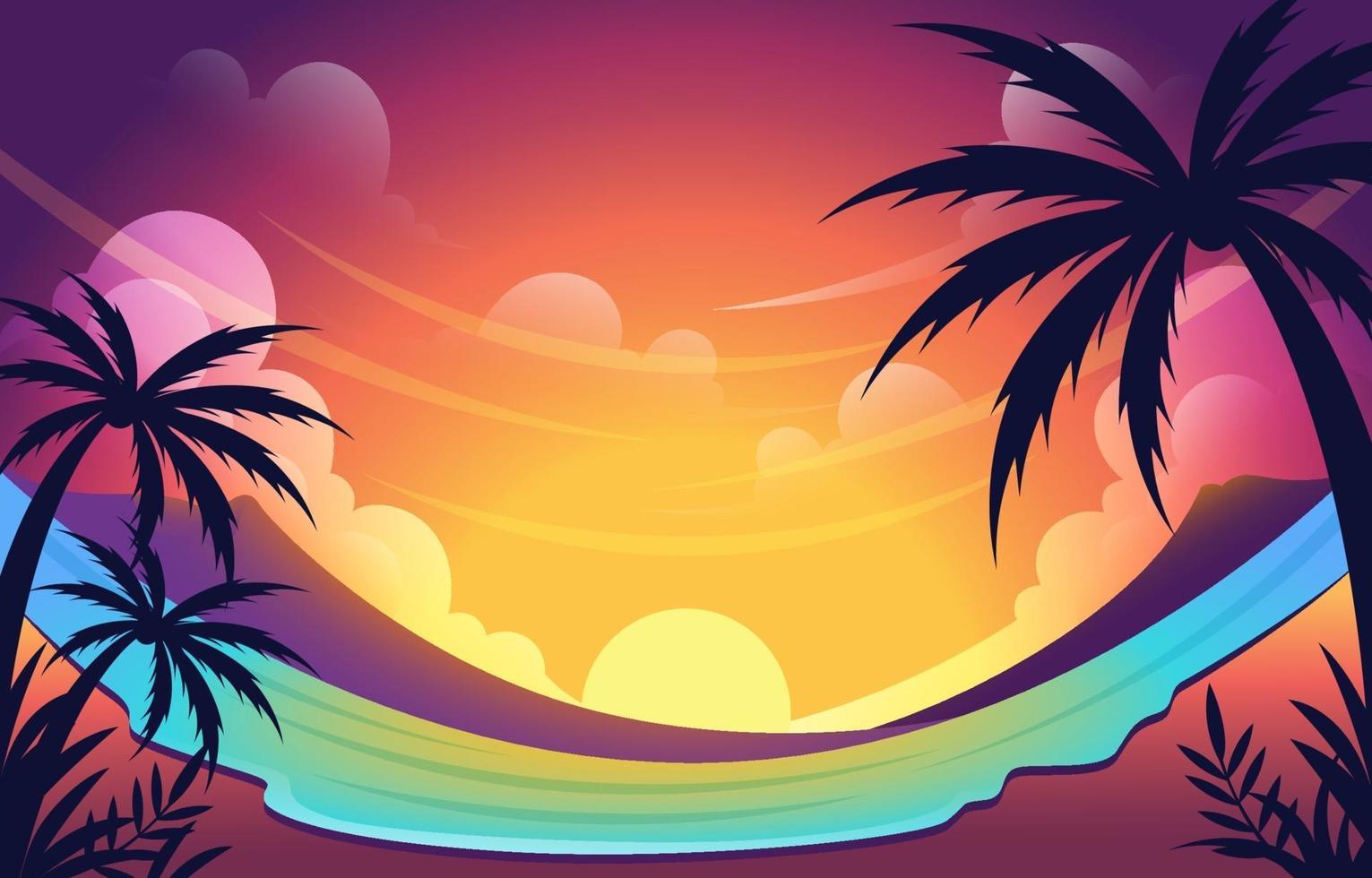 hermosa puesta de sol sobre fondo de verano vector