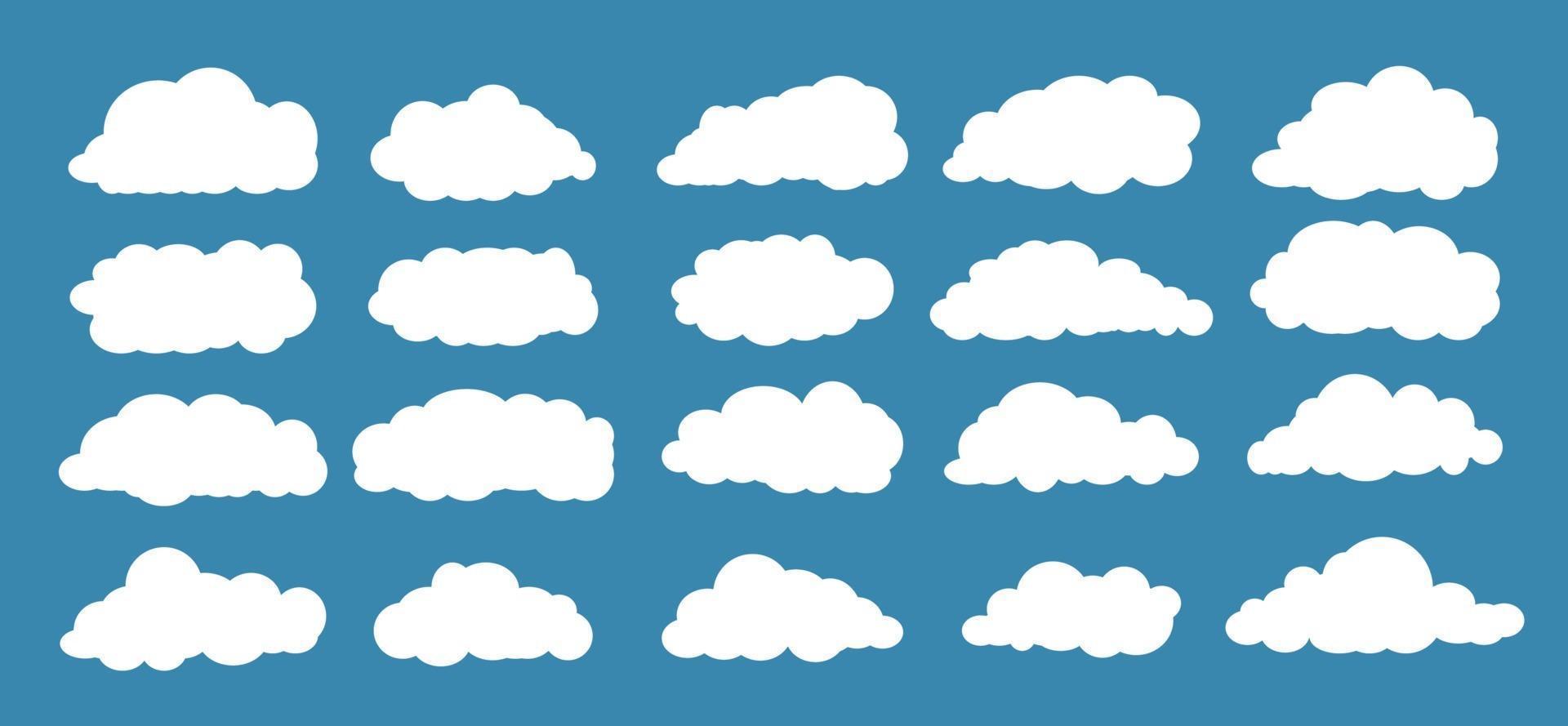 Cloud set isolated on blue background vector