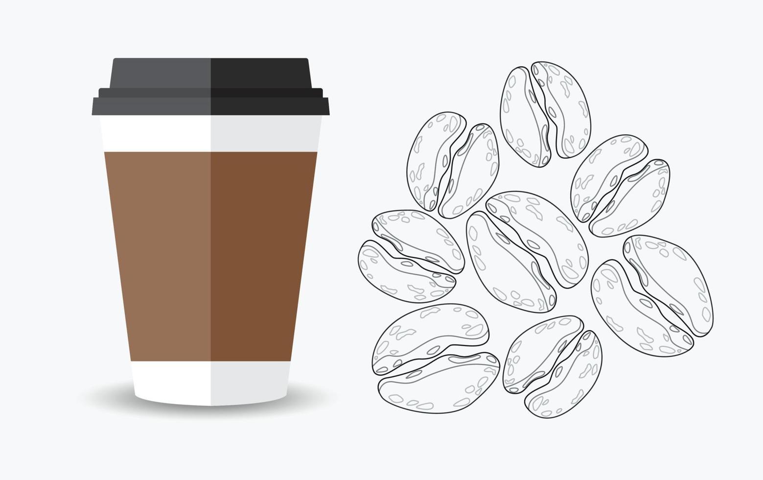 taza de café y granos de café vector