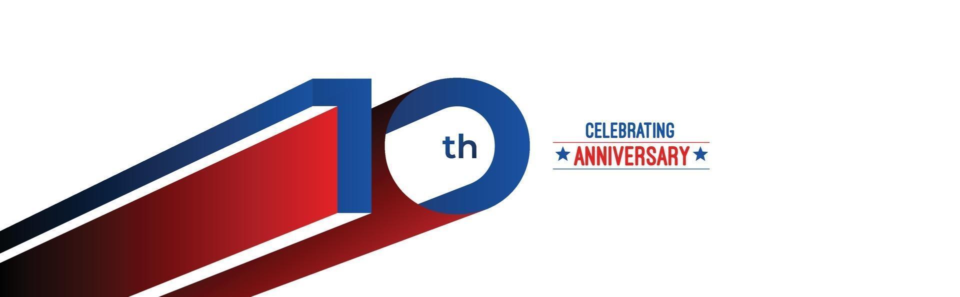 10th Years Anniversary Celebration Design. 3d Color line art RGB vector illustration.