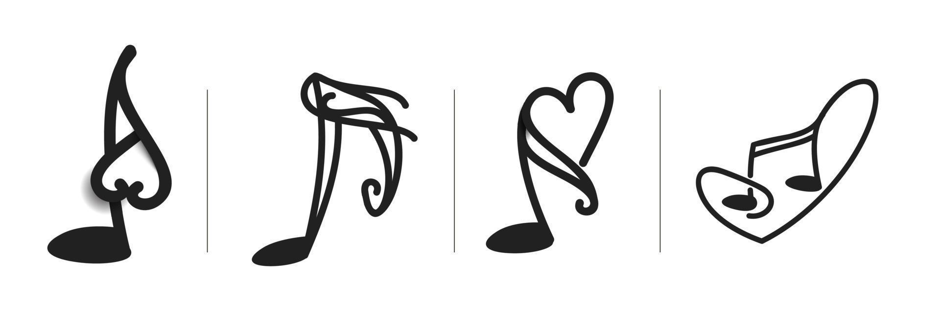 Music Beatwith heart Logo Set Template Design Vector illustration.