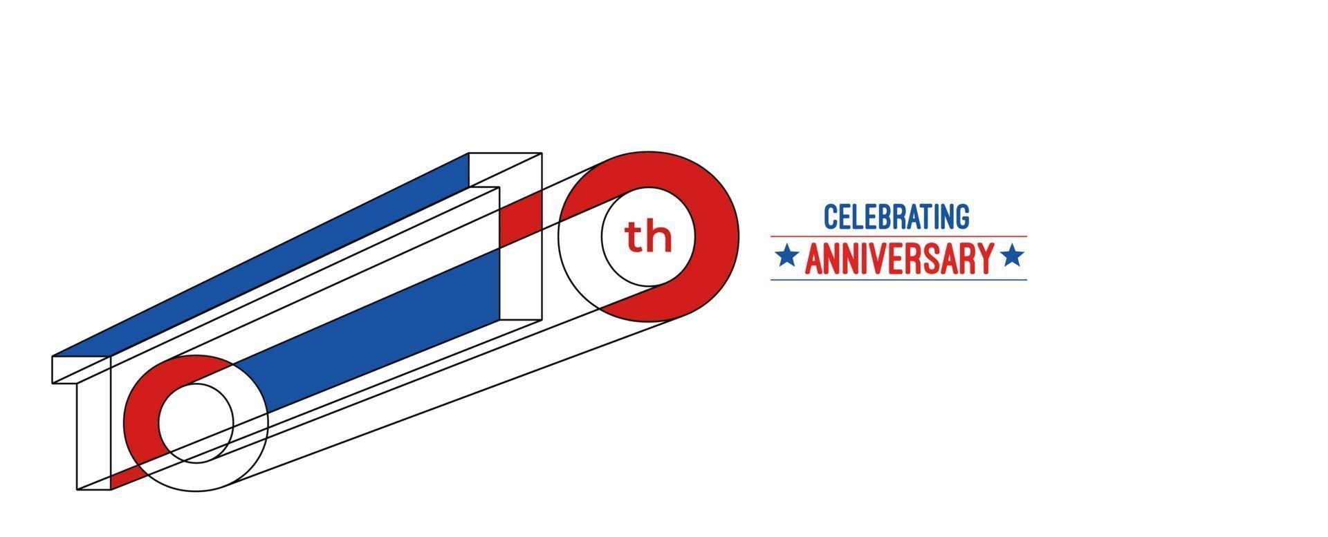 10th Years Anniversary Celebration Design. 3d Color line art RGB vector illustration.
