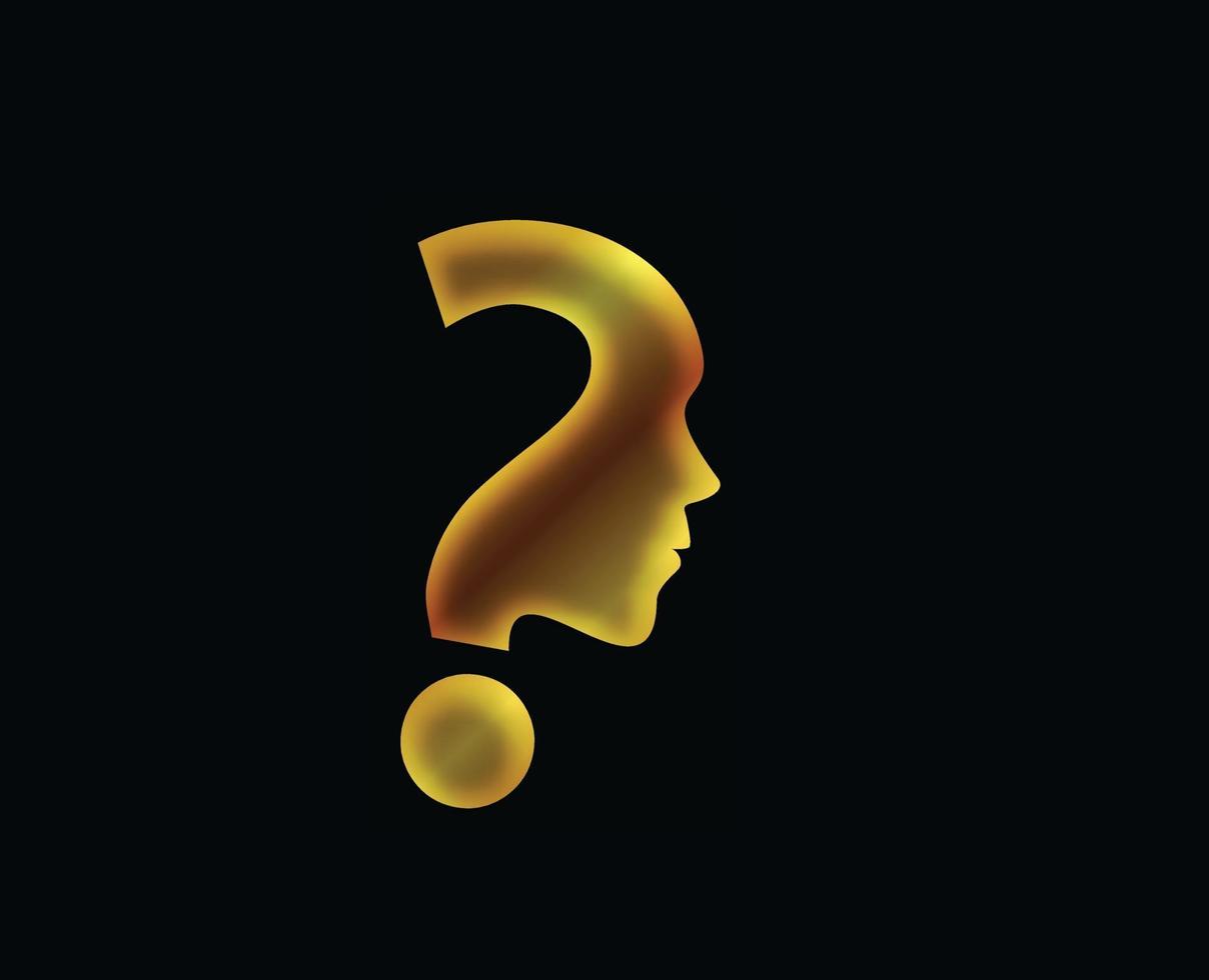 Gold Symbol of question mark in black background. vector